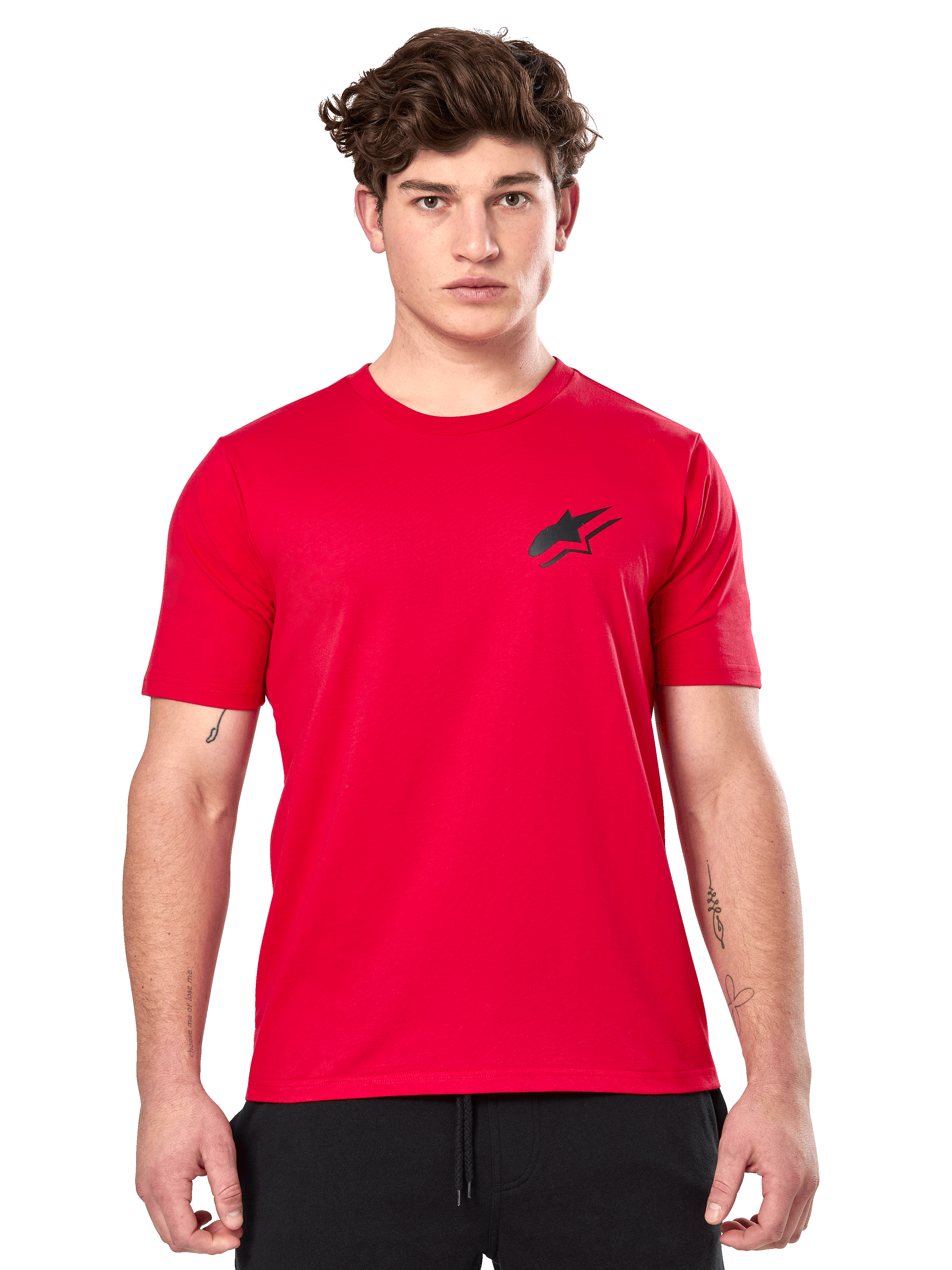 Alpinestars Formulate CSF Tee, Short Sleeve T-Shirt, Red, featuring a small black Astars logo on the chest, Casual Motorsport Streetwear
