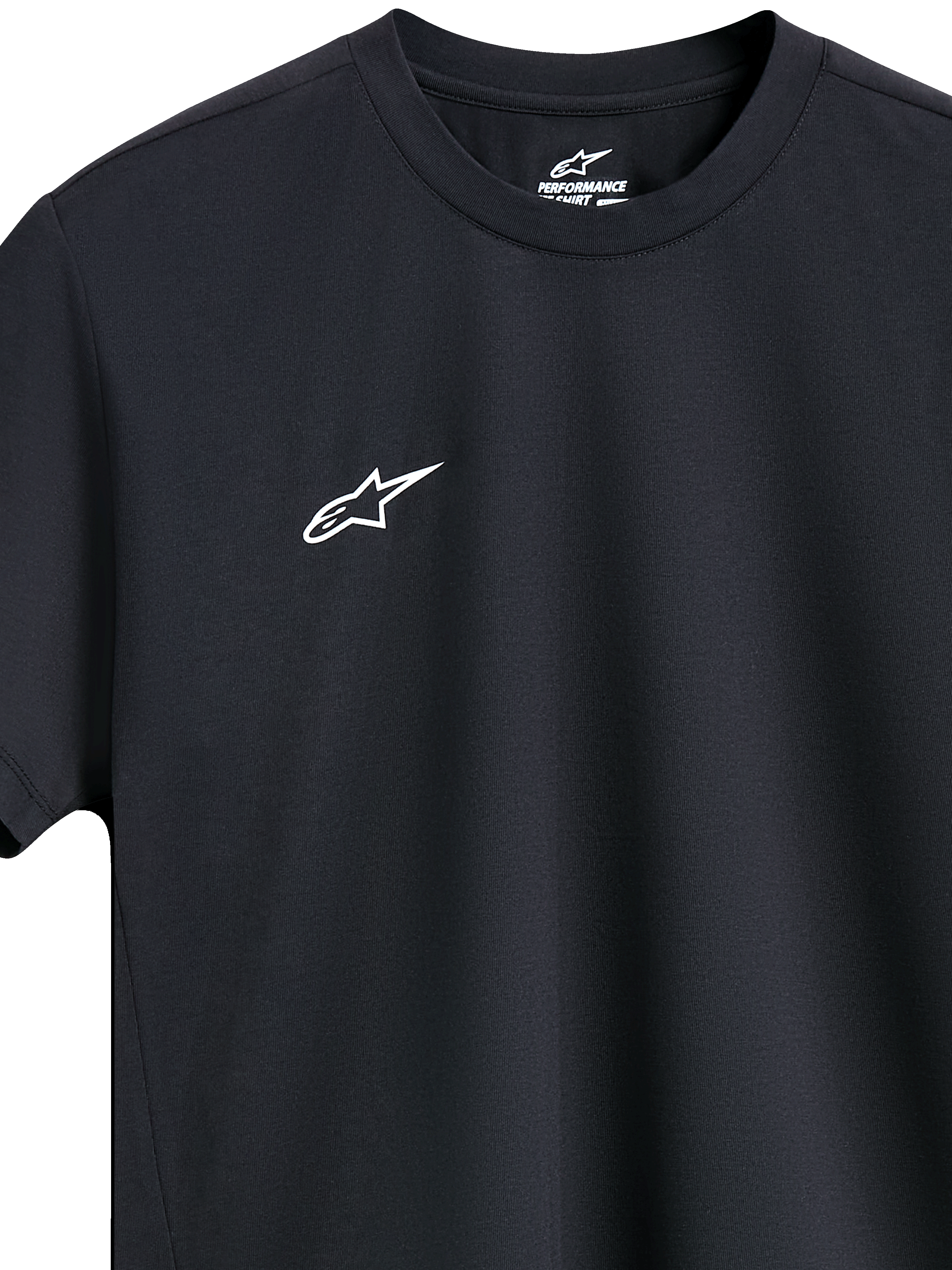 Alpinestars Point Performance Tee, Short Sleeve Performance T-Shirt, Black, Small White Chest Logo, Crew Neck, Sustainable Sportswear Design