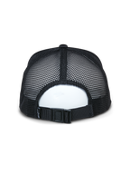 Alpinestars Alter Trucker Hat, Black, back view showing breathable recycled mesh panels and adjustable buckle closure, casual sportswear accessory