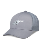 Alpinestars Terolithic Trucker Hat, Grey Trucker Cap, Curved Brim with Mesh Back, White and Black Speckled TPU Logo, Casual Sportswear