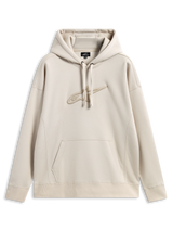 Alpinestars Emergent Oversized Hoodie, casual motorsport streetwear, sand color with tonal 3D embroidered Astars logo, drawstring hood, kangaroo pocket, relaxed oversized fit
