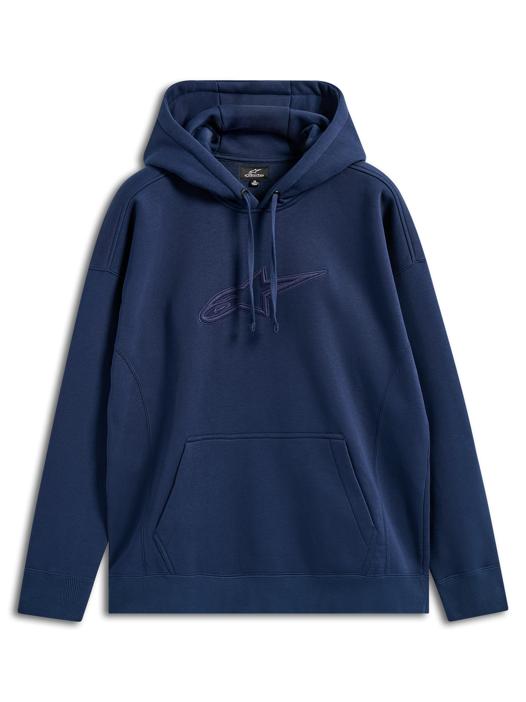 Alpinestars Emergent Oversized Hoodie, Navy Blue, pullover fleece with tonal 3D embroidered Astars logo on the chest, kangaroo pocket, drawstring hood, relaxed fit casual streetwear