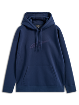 Alpinestars Emergent Oversized Hoodie, Navy Blue, pullover fleece with tonal 3D embroidered Astars logo on the chest, kangaroo pocket, drawstring hood, relaxed fit casual streetwear