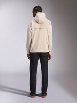 Alpinestars Emergent Oversized Hoodie, Off White, back view featuring 3D embroidered Alpinestars word logo, oversized fit fleece pullover, paired with black pants, casual streetwear design