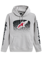 Alpinestars Obsessed Hoodie, Sportswear Pullover in Cement gray, with MX gradation front logo and black sleeve graphics.