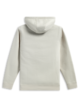 Alpinestars Pulse Hoodie, back view, Sand off-white, casual pullover fleece, long sleeves with ribbed cuffs and hem, hooded design, motorsport-inspired streetwear