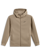 Alpinestars Cypher Hoodie, Putty beige zip-front fleece with mesh-lined high-neck hood and Astars logo.