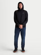 Alpinestars Cypher Hoodie, Men's Sportswear Full-Zip Hoodie, Black, Tri-blend Double Face Fleece featuring a High-Neck Mesh-Lined Hood and a small white Astars logo on the chest, shown on a male model for casual everyday wear.
