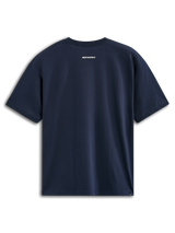 Alpinestars Focused Oversized CSF Tee, Short Sleeve T-Shirt, Navy, Back View featuring small white Alpinestars word logo, Casual Motorsport Streetwear
