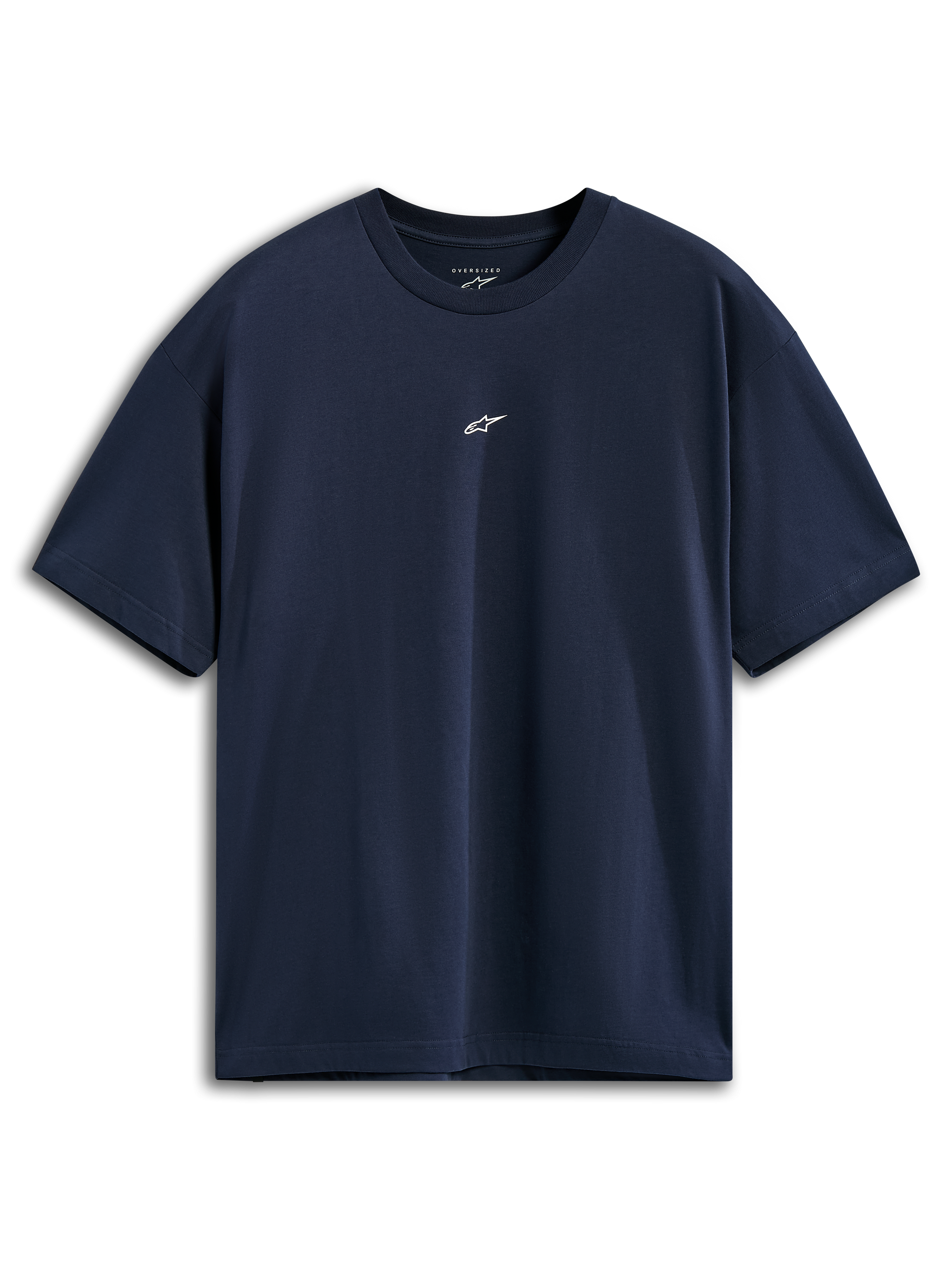 Alpinestars Focused Oversized CSF Tee, Short Sleeve T-Shirt, Navy Blue, small white Astars logo on the center chest, relaxed oversized fit, Casual Sportswear