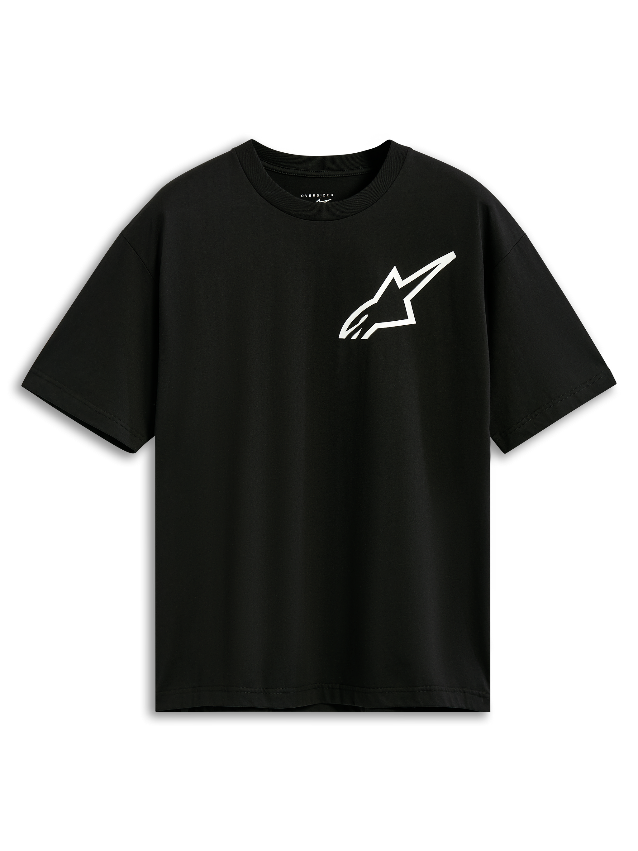 Alpinestars One Oversized CSF Tee, Short Sleeve T-Shirt, Black, White Astars Logo on Chest, Oversized Fit, Casual Motorsport-Inspired Streetwear