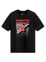 Alpinestars Noka CSF Tee, Short Sleeve T-Shirt, Black, Red Alpinestars Block Text and Star Logo with Grey MX Gradation Graphic, Casual Motorsport Streetwear
