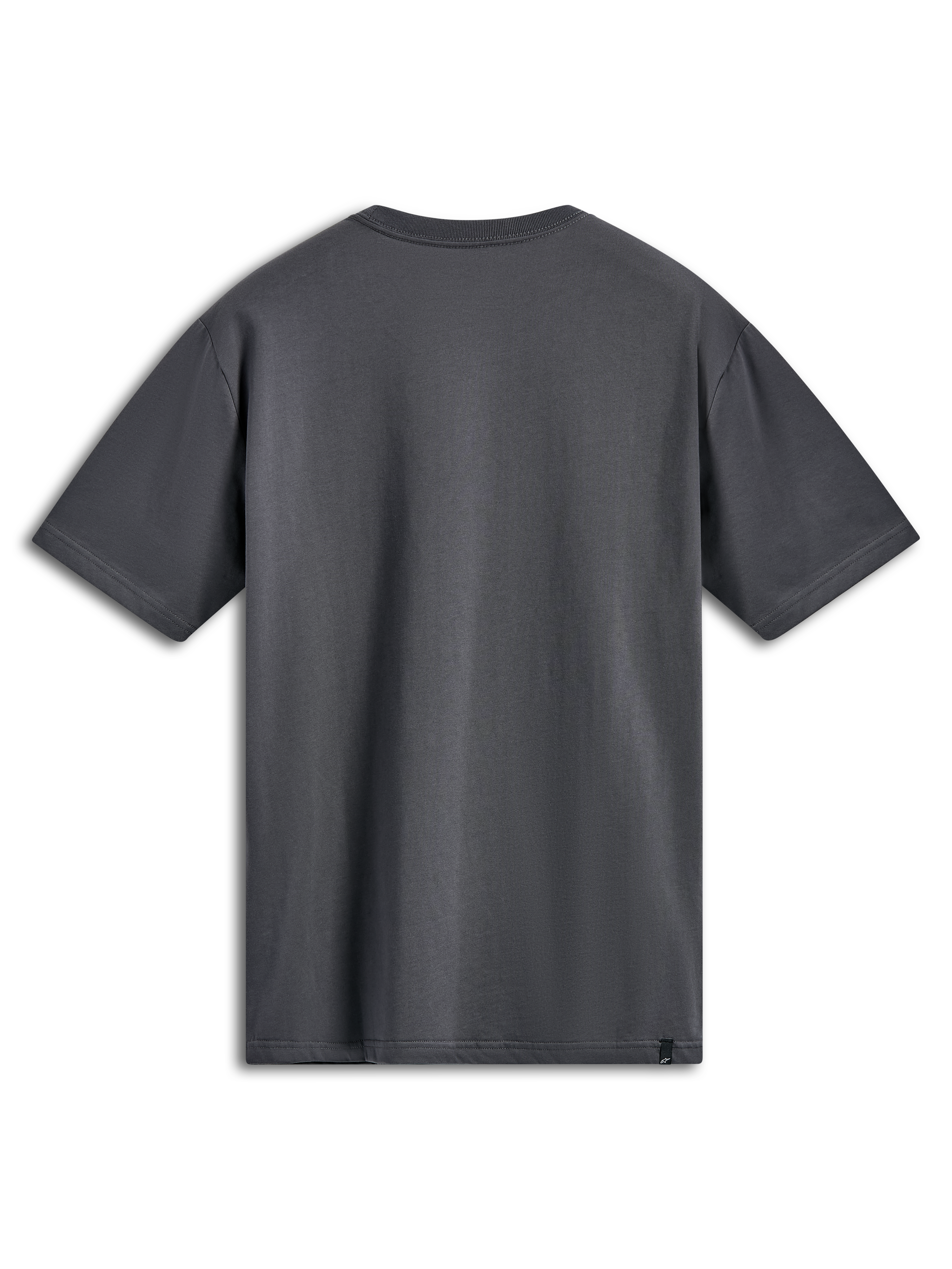 Alpinestars Ellipsoid CSF Tee, Short Sleeve T-Shirt, Charcoal, back view, plain design with small black logo tag on hem, casual sportswear