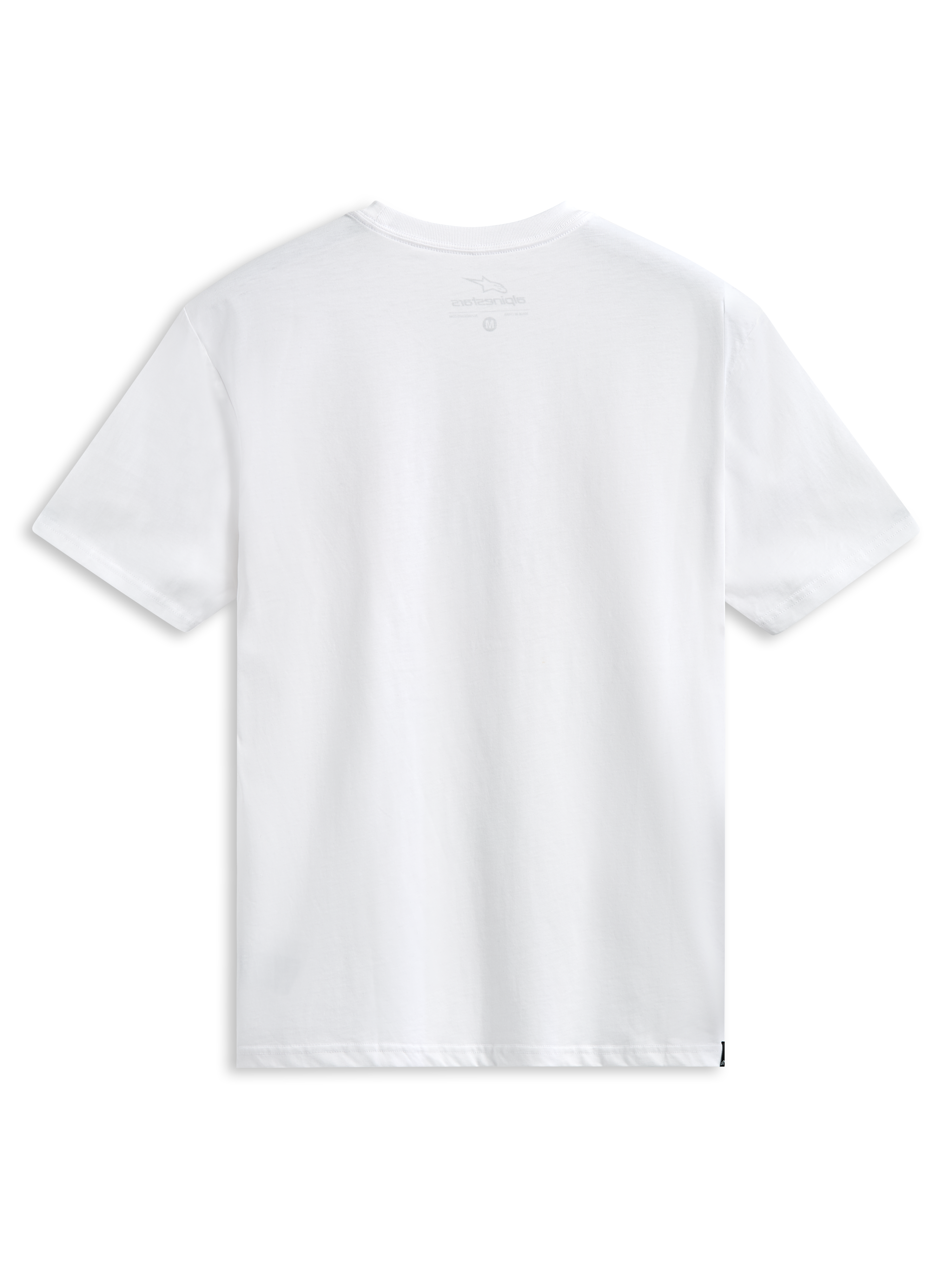 Alpinestars Abus CSF Tee, Short Sleeve T-Shirt, White, Curved Alpinestars Logo with Multi Stacked Logos, Casual Motorsport Sportswear