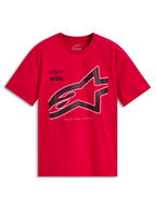 Alpinestars Authority CSF Tee, Short Sleeve T-Shirt, Red, Large Black Cropped Astars Logo with White Outline, Casual Motorsport Sportswear