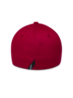 Alpinestars Pivot Hat in Dark Red, back view of the structured twill sportswear cap featuring a black Astars logo label.