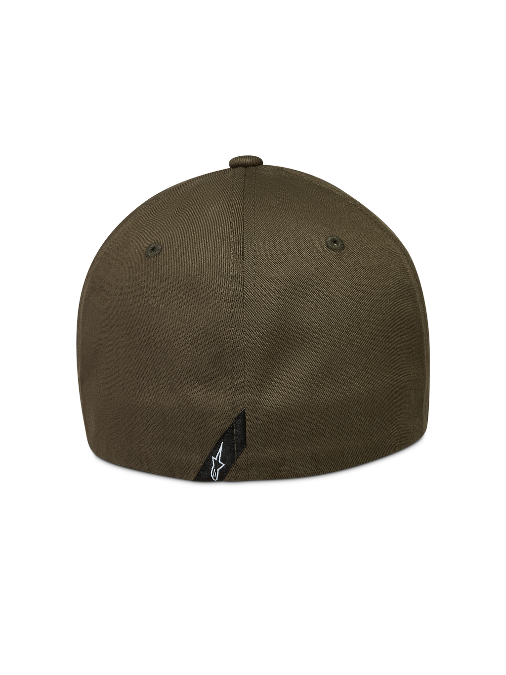 Alpinestars Pivot Hat in Military Green, rear view of the sportswear cap featuring a small Astars logo label.