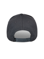 Alpinestars Lucid Snapback Hat, Charcoal Gray, back view showing adjustable plastic snapback closure and small black logo tag, structured crown, casual motorsport-inspired headwear
