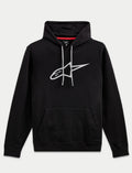 Alpinestars Ageless V3 Hoodie, Sportswear Pullover Fleece, Black and Grey, 80% Cotton Fleece construction with Large Embroidered Star Logo, Kangaroo Pocket, and Adjustable Drawstring Hood
