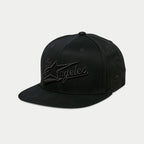 Alpinestars Los Angeles Hat, Flat Bill Snapback Cap, Black, 3D Tonal Embroidery with Los Angeles Script and Ageless Logo, Structured Crown, Casual Sportswear