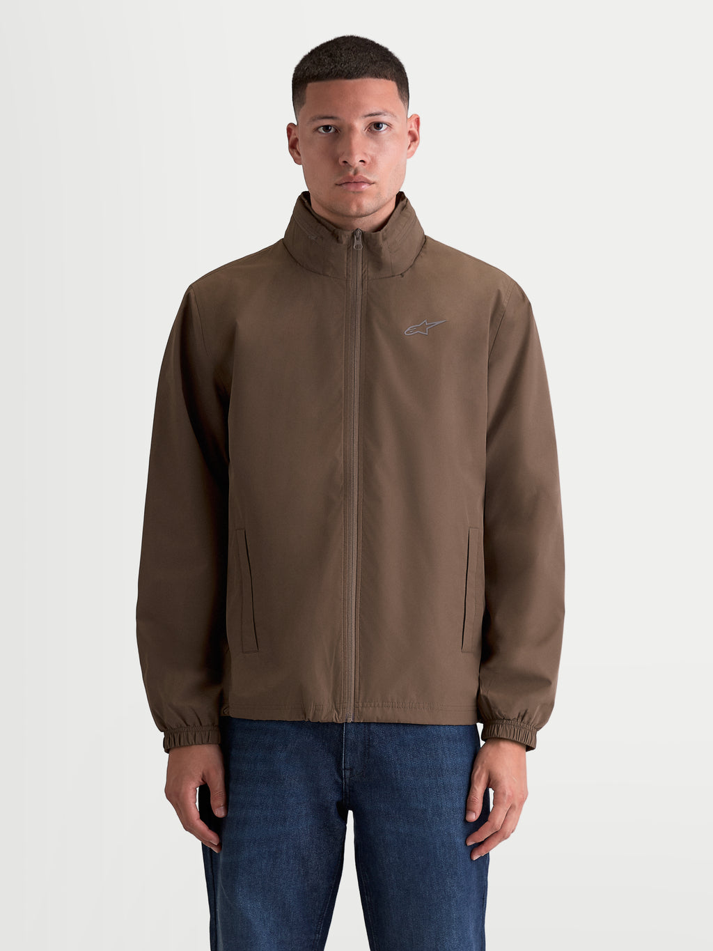 Alpinestars Overhaul Racer Jacket, Men's Sportswear Jacket, Walnut Brown, lightweight casual outerwear featuring a hidden packable hood, reverse coil front zipper, and a mesh-lined body for everyday comfort.