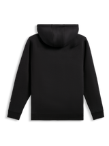 Alpinestars Harken Hoodie, Pullover Fleece Hoodie, Black, Back View, featuring ribbed cuffs and hem, casual motorsport-inspired streetwear