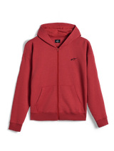 Alpinestars Essentials Ageless Zip Hoodie, Full-Zip Hoodie, Brick Red, Small Black Alpinestars Logo on the Chest, Casual Motorsport Streetwear, Ribbed Cuffs and Hem