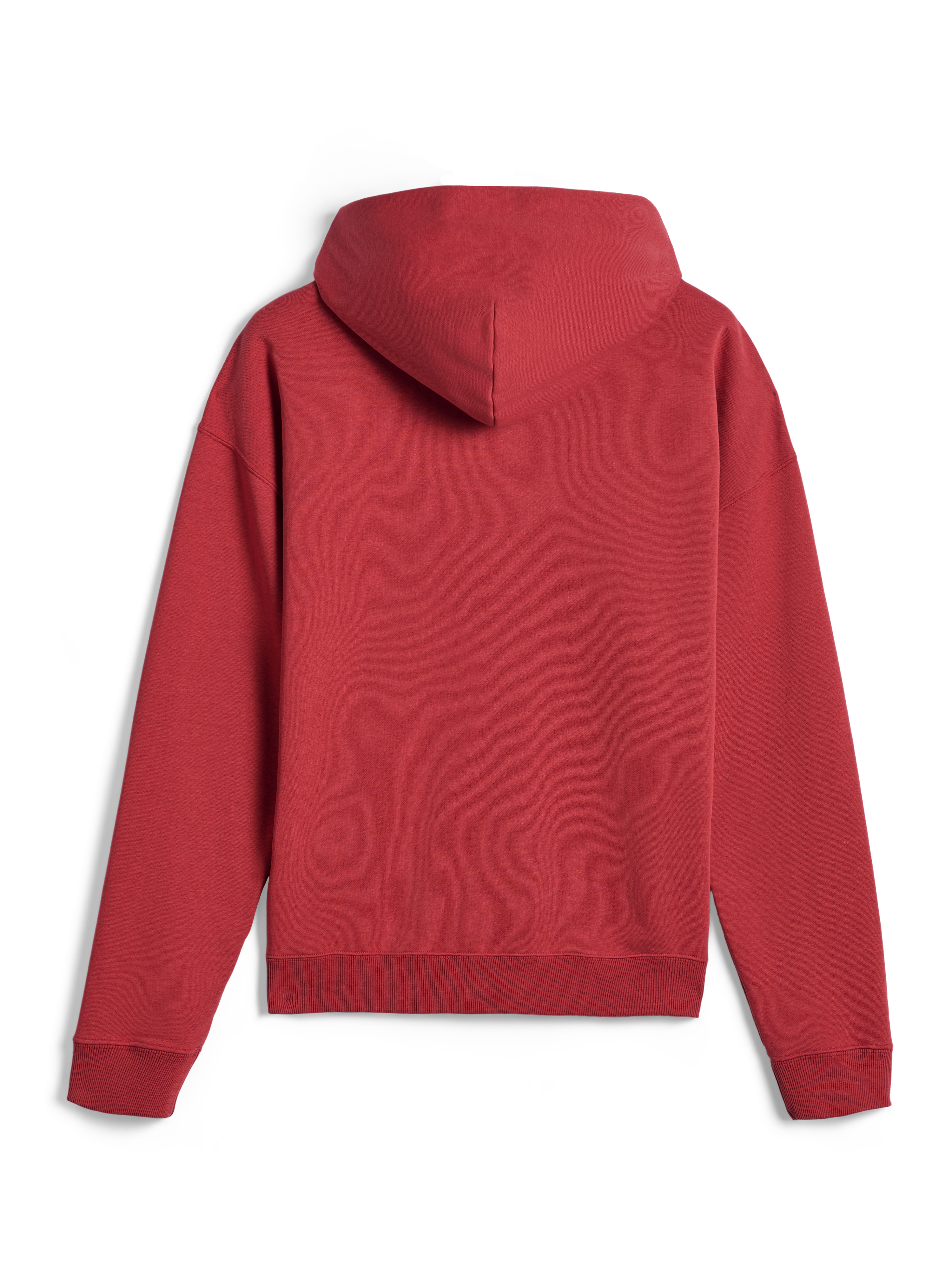 Alpinestars Essentials Ageless Zip Hoodie, back view, Brick red, casual streetwear, relaxed fit with ribbed cuffs and hem, soft compact fleece texture