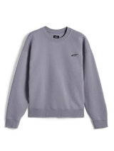 Alpinestars Essentials Ageless Crew, premium crewneck sweatshirt, Silver, featuring a small black Astar logo on the chest, ribbed collar, cuffs, and hem, casual motorsport-inspired streetwear
