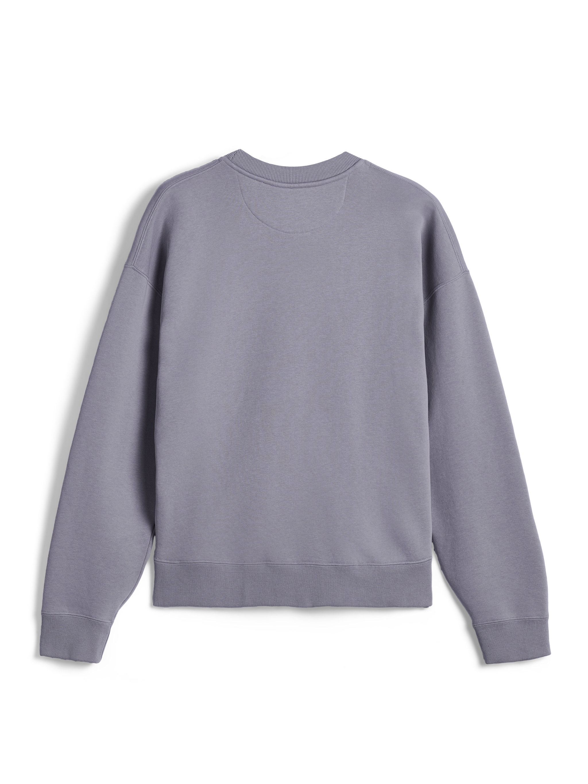 Alpinestars Essentials Ageless Crew, back view, silver crewneck sweatshirt, premium compact fleece, ribbed collar, cuffs and hem, casual off-bike sportswear