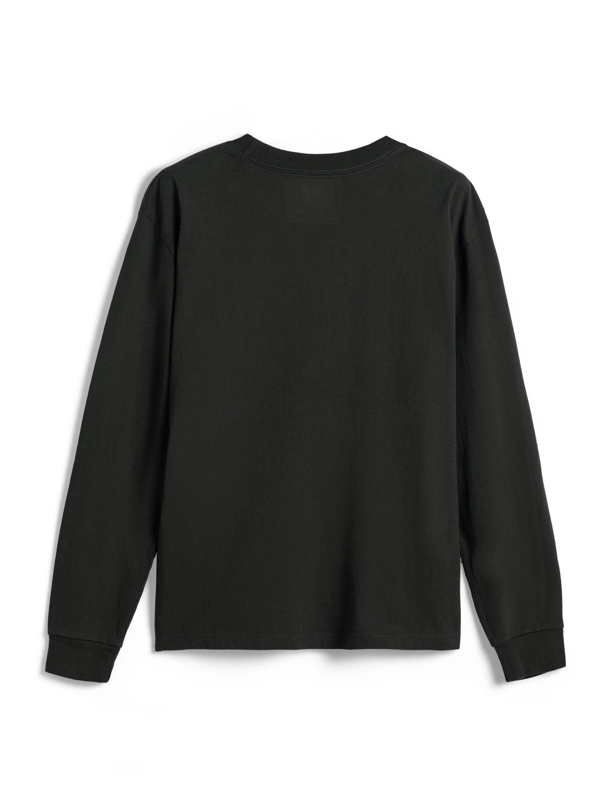 Alpinestars Essentials Ageless LS Tee, Long-Sleeve T-Shirt, Off Black, plain back view, premium organic cotton jersey, relaxed fit, casual motorsport-inspired streetwear