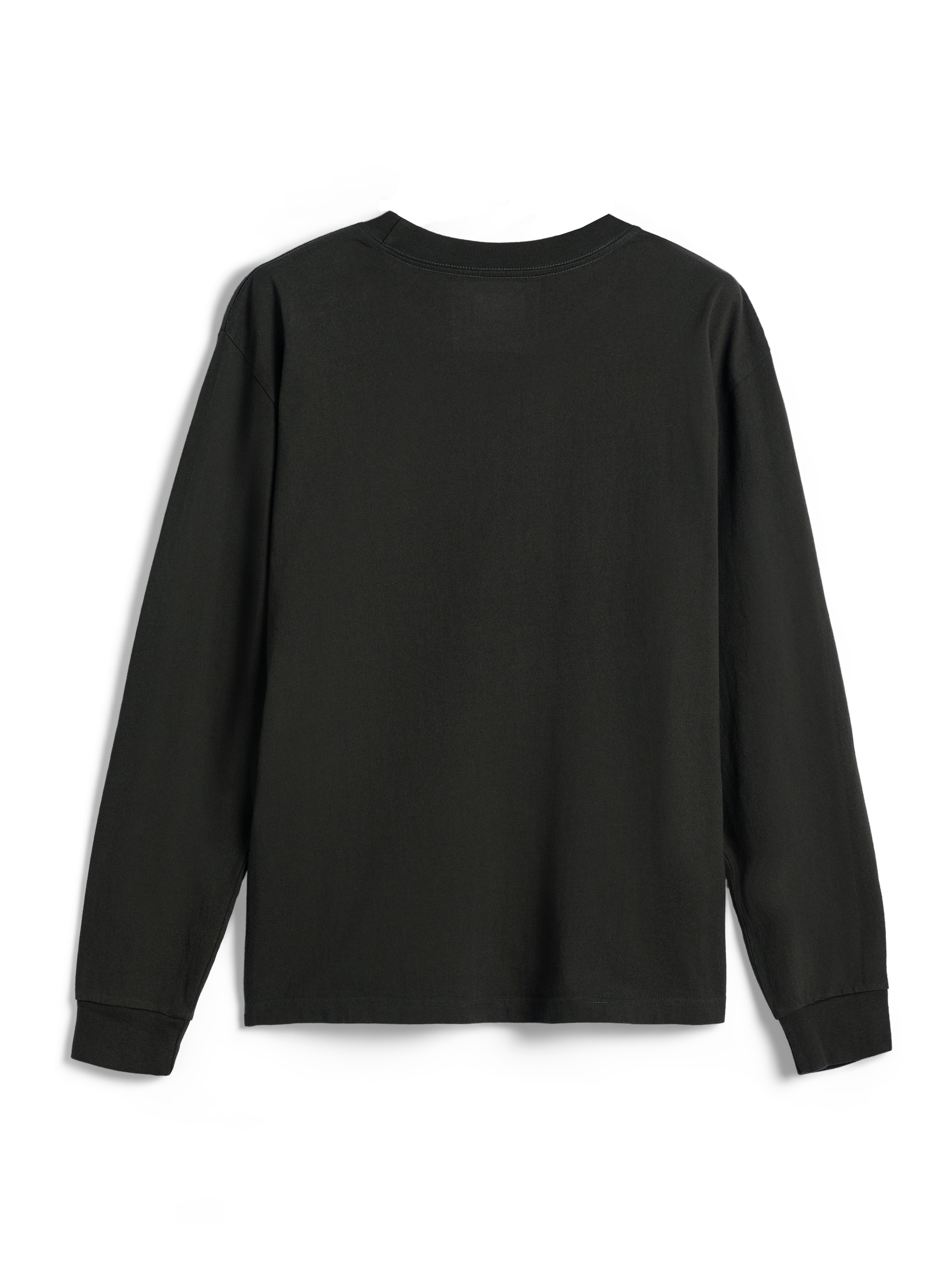 Alpinestars Essentials Ageless LS Tee, Long-Sleeve T-Shirt, Off Black, plain back view, premium organic cotton jersey, relaxed fit, casual motorsport-inspired streetwear
