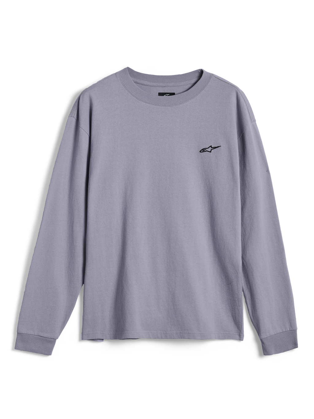 Alpinestars Essentials Ageless LS Tee, Long Sleeve T-Shirt, Silver, featuring a small black Alpinestars logo on the chest, relaxed fit, casual motorsport streetwear