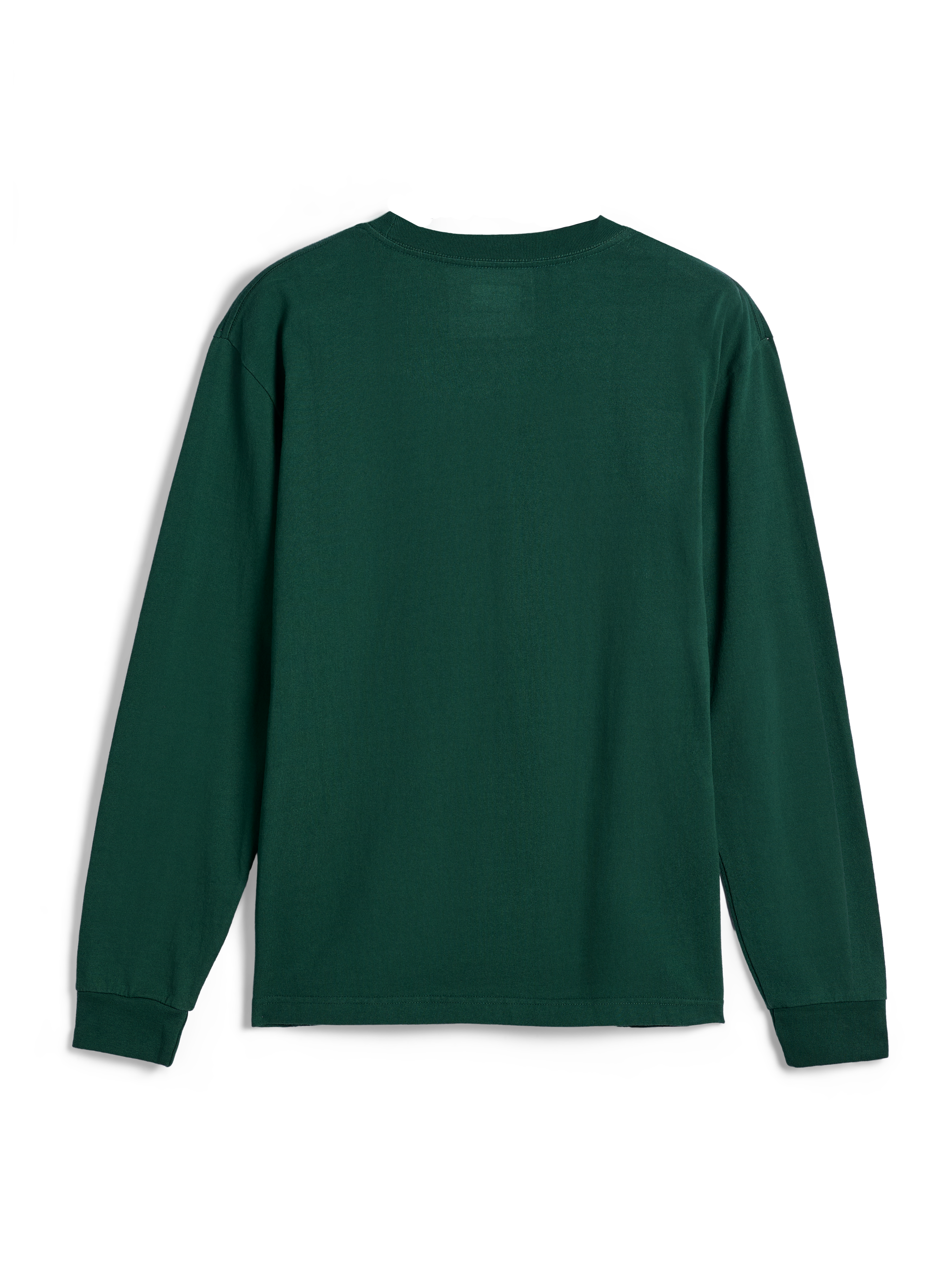 Alpinestars Essentials Ageless LS Tee, Long Sleeve T-Shirt, Pine Green, back view, solid green color with ribbed crew neck and cuffs, relaxed contemporary fit, casual streetwear