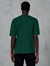 Alpinestars Essentials Ageless SS Tee, Short Sleeve T-Shirt, Pine Green, back view on model, relaxed fit, organic cotton, casual motorsport-inspired streetwear