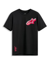 Alpinestars Shaded CSF Tee, Short Sleeve T-Shirt, Black, Slanted Pink and White Astars Gradient Logo, Casual Motorsport Apparel