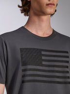 Alpinestars Waving CSF Tee, Short Sleeve T-Shirt, Charcoal, featuring a black flag graphic with star logos on the chest, casual motorsport streetwear
