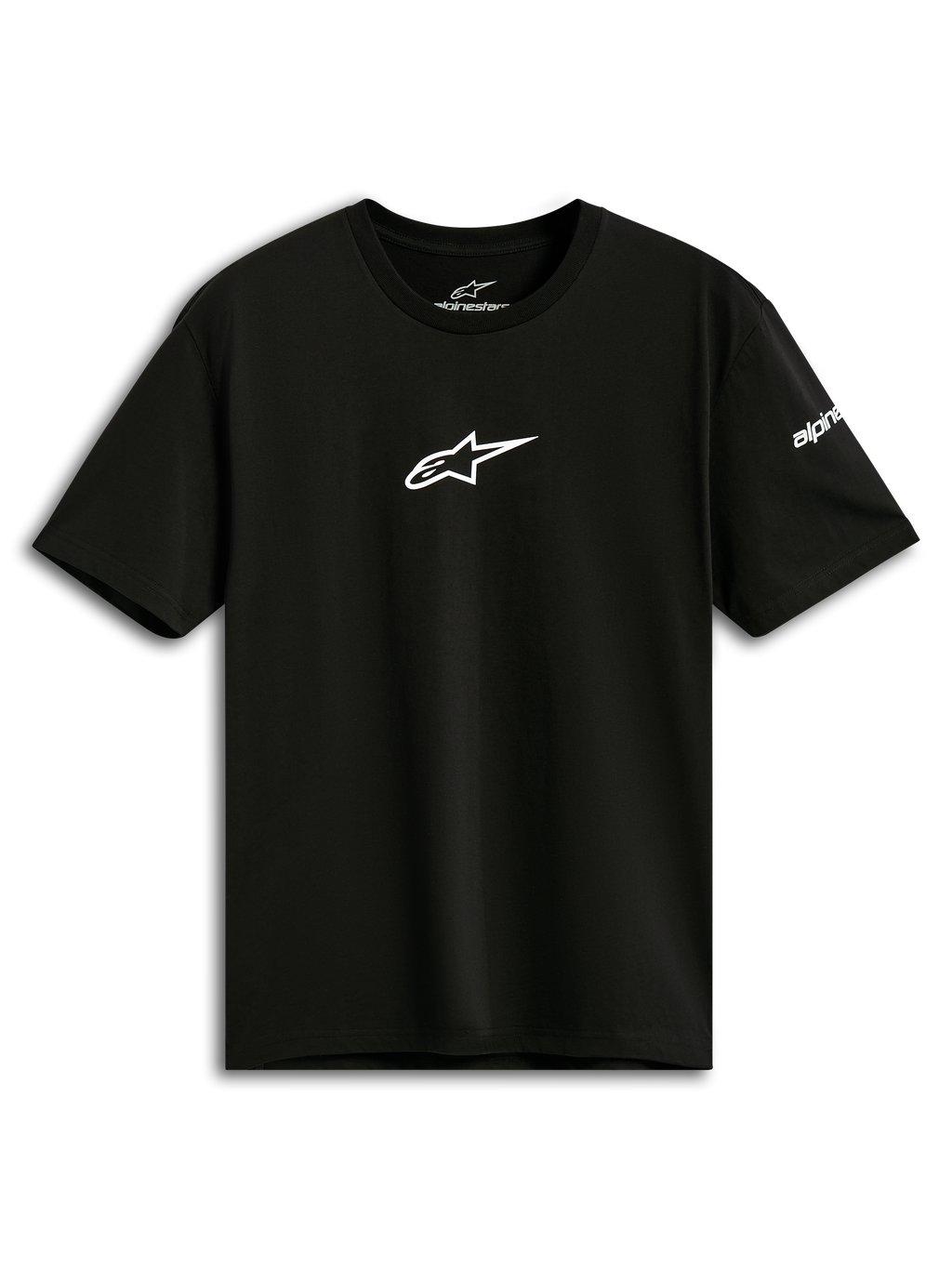 Alpinestars Frontal CSF Tee, Short Sleeve T-Shirt, Black, White Astars Logo on Chest, Casual Performance Sportswear