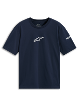 Alpinestars Frontal CSF Tee, Short Sleeve T-Shirt, Navy Blue, White Star Logo on Center Chest, Sustainable Performance Sportswear