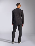 Alpinestars Trackside CSF Tee, Long Sleeve T-Shirt, Black, Back view of model wearing the shirt with dark pants, casual motorsport-inspired streetwear