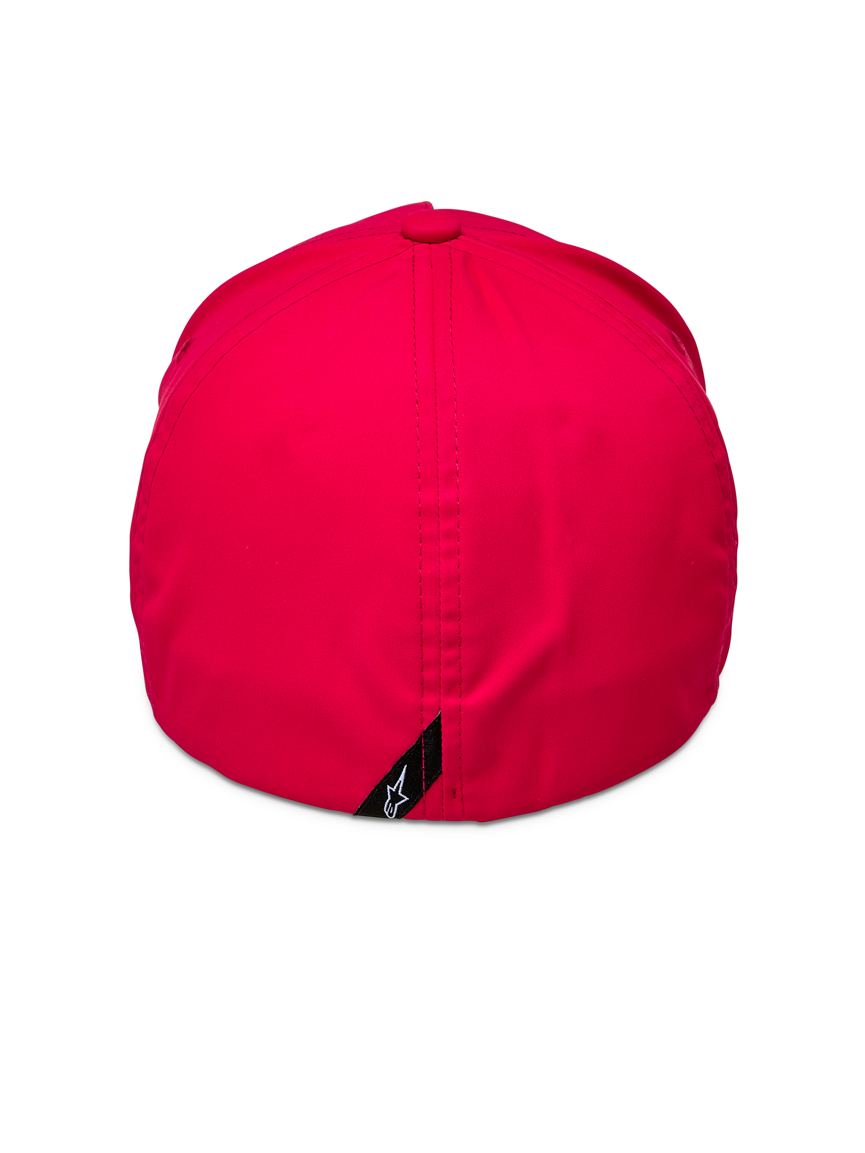 Alpinestars Ageless Reflex Waterproof Hat, Red, back view featuring a closed flex fit design with a vertical seam and a small black tag with a white Astars logo, performance waterproof fabric