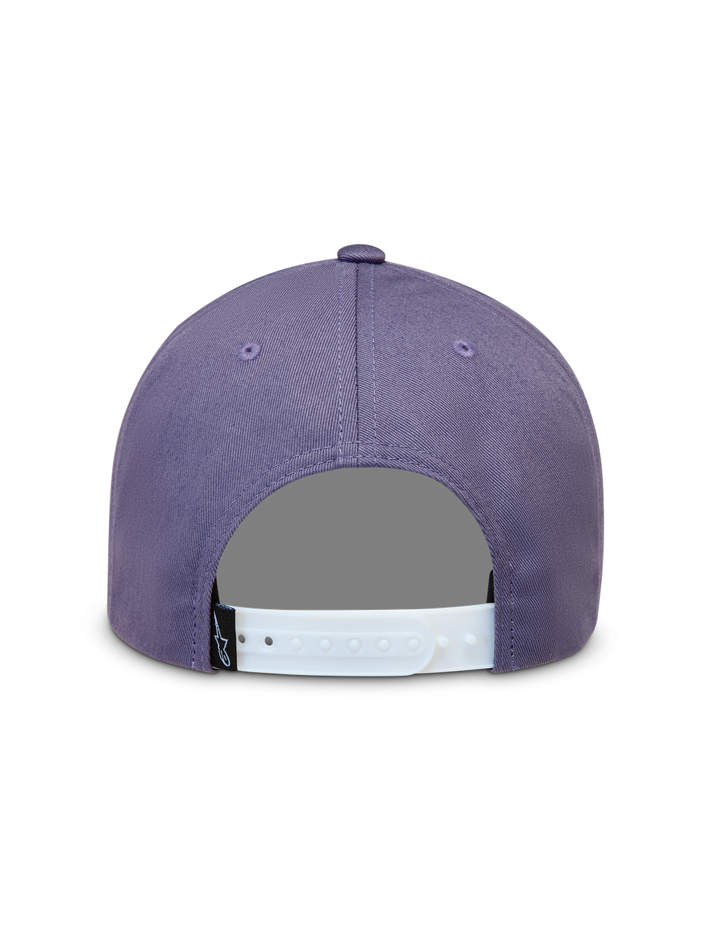 Alpinestars Ageless Snapback Hat in Dusty Purple, back view featuring a white adjustable snapback closure and small black woven Astars logo label.
