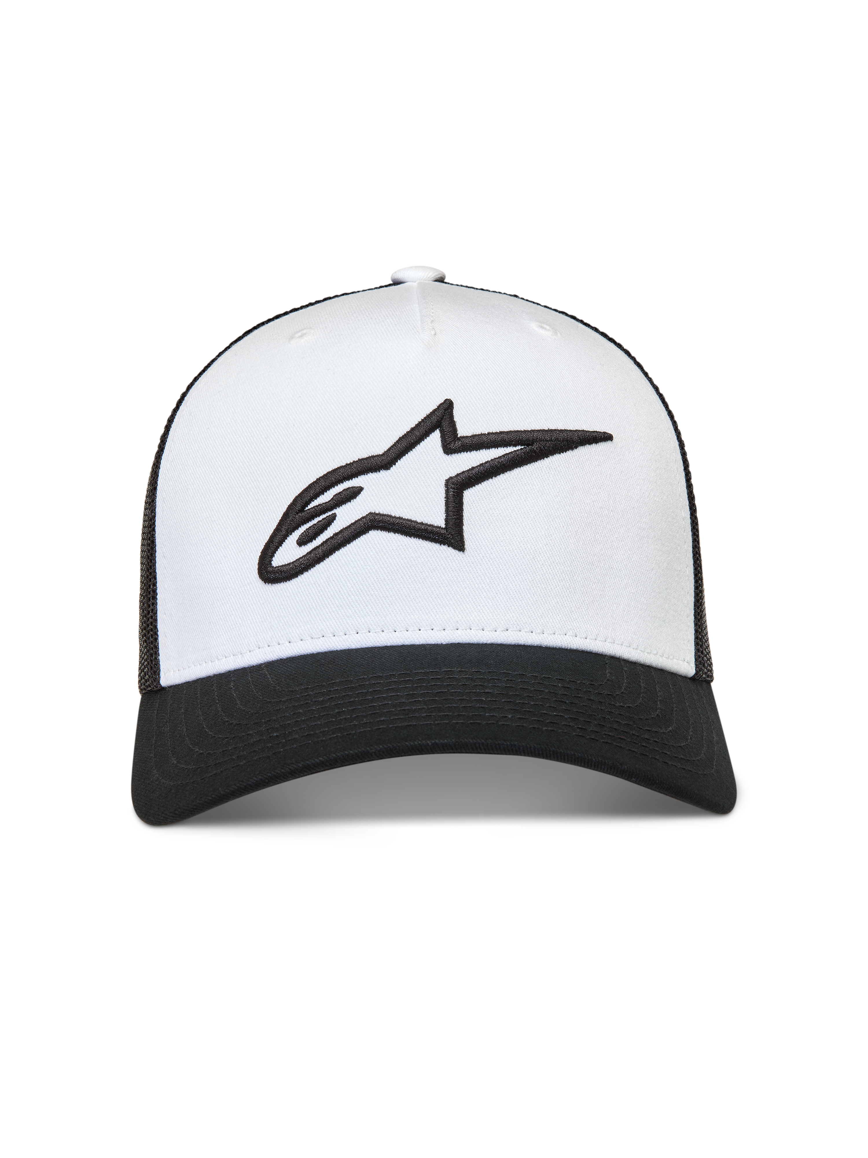 Alpinestars Ageless Snapback Hat, Sportswear Cap, White and Black, 3D Embroidered Logo, Mesh Back, Curved Bill