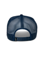 Alpinestars Control Trucker Hat, Rear View, Navy Blue Mesh Back, Adjustable Snapback Closure, Small Black Astars Logo Label, Casual Sportswear Accessory