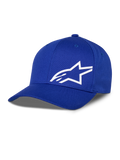 Alpinestars Corp Shift Multi Hat, Blue Baseball Cap featuring a White 3D Star Logo, Structured Crown, Curved Brim, Casual Motorsport Headwear