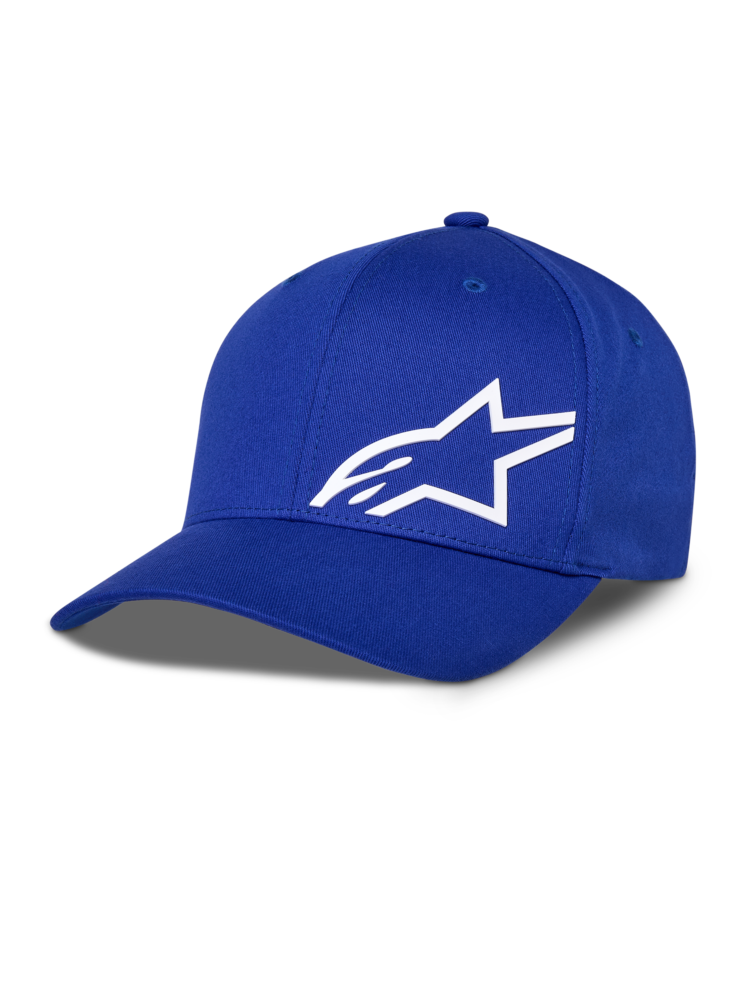 Alpinestars Corp Shift Multi Hat, Blue Baseball Cap featuring a White 3D Star Logo, Structured Crown, Curved Brim, Casual Motorsport Headwear