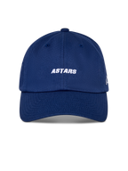 Alpinestars Deduce Strapback Hat, Sportswear Hat, Blue, white ASTARS wordmark embroidery on front, curved bill, unstructured low crown, casual motorsport-inspired headwear