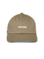 Alpinestars Deduce Strapback Hat, Khaki, unstructured low crown with curved bill, white embroidered Astars wordmark on front, cotton twill fabric, casual motorsport-inspired headwear