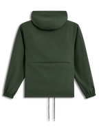 Alpinestars Speeder Resolve Windbreaker Jacket, lightweight hooded sportswear shell in Pine green, back view with elastic cuffs.