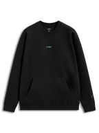Alpinestars Guise Oversized Crew, black fleece sportswear pullover with a kangaroo pocket and teal logo embroidery.